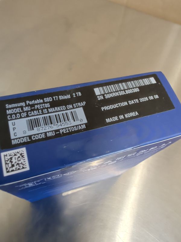 Photo 1 of Samsung T7 Shield Portable SSD 2TB, USB 3.2 Gen 2, Up to 1,050 MB/s
