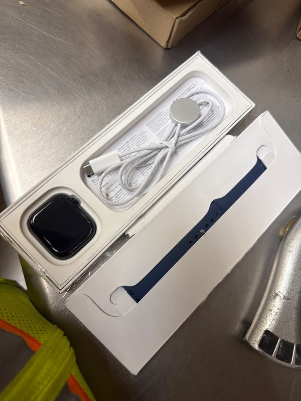 Photo 7 of Apple Watch Series 10 [GPS 46mm case] Smartwatch with Silver Aluminum Case with Denim Sport Band - M/L. Fitness Tracker, ECG App, Always-On Retina Display, Water Resistant