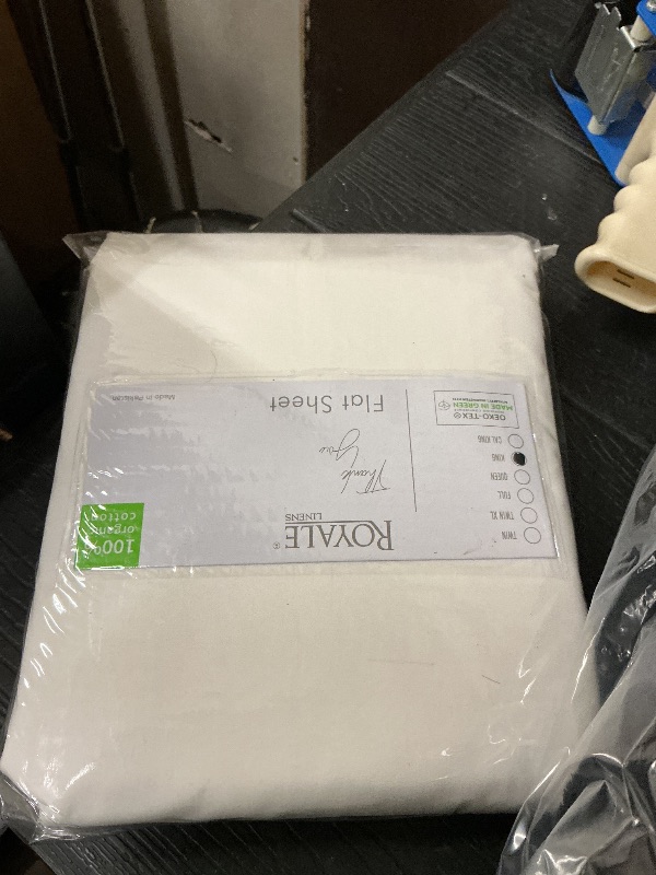 Photo 1 of Royale Linens 100% Organic Cotton King Flat Sheet Only - Super Soft - Percale Top Sheets - King Flat Sheet Sold Separately - Breathable, Cool & Crisp White Sheets Only (105" x 102", White)