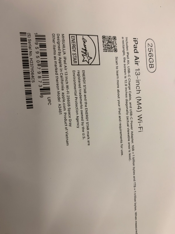 View 2 of Apple iPad Air 13-inch (M4): Liquid Retina Display, 256GB, 12MP Front/Back Camera, Wi-Fi 7 with Apple N1, Touch ID, All-Day Battery Life — Space Gray