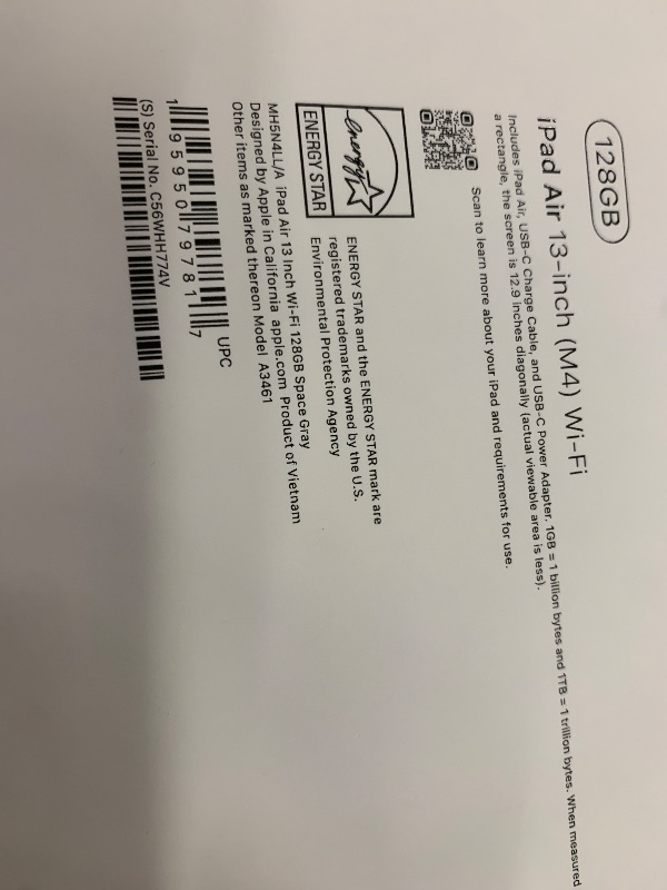View 3 of Apple iPad Air 13-inch (M4): Liquid Retina Display, 128GB, 12MP Front/Back Camera, Wi-Fi 7 with Apple N1, Touch ID, All-Day Battery Life — Space Gray