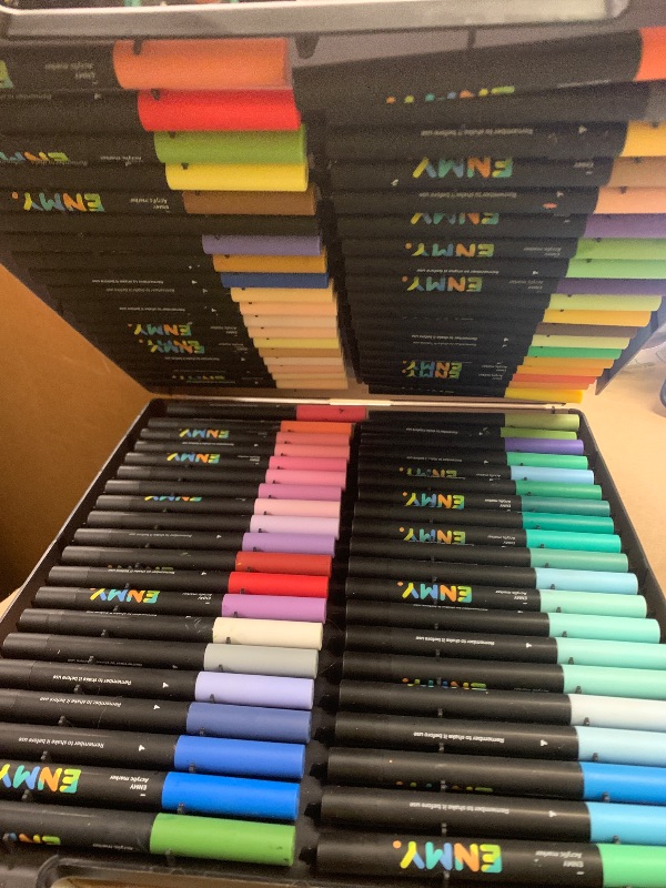 Photo 1 of ENMY 80 Colors Acrylic Paint Markers, Direct Liquid Acrylic Paint Marker Pen, Fabric Markers for Textile, Canvas, Rock, Glass, Wood, Paper, DIY, Acrylic Coloring Pens for DIY Craft Supplies