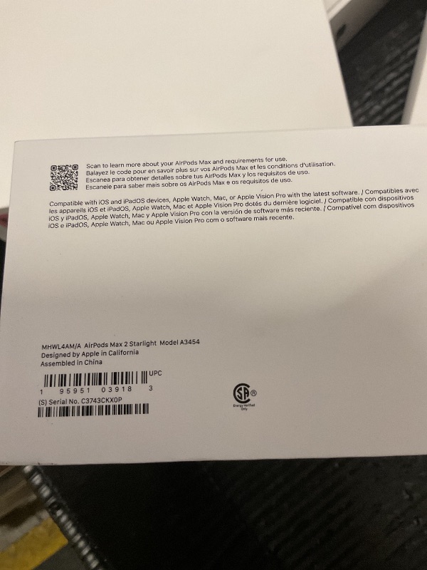 Photo 1 of FACTORY SEALED—Apple AirPods Max 2 Wireless Over-Ear Headphones, Active Noise Cancellation, Adaptive Audio, Personalized Spatial Audio, Live Translation, Bluetooth Headphones for iPhone – Starlight