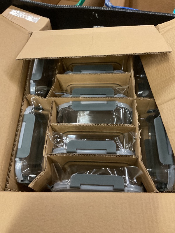 Photo 1 of M MCIRCO 10 Pack Glass Food Storage Containers with Lids, 22 oz, Gray