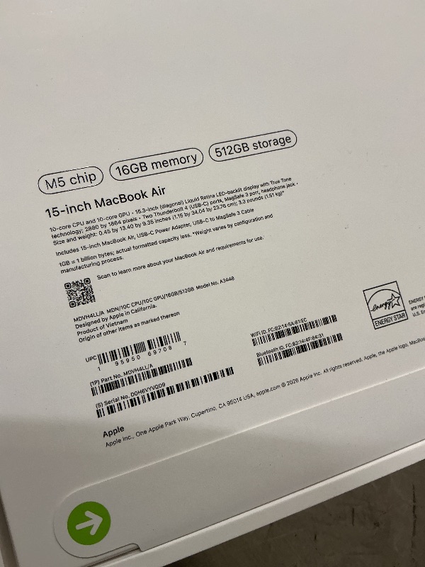View 2 of Apple 2026 MacBook Air 15-inch Laptop with M5 chip: Built for AI, 15.3-inch Liquid Retina Display, 16GB Unified Memory, 512GB SSD, 12MP Center Stage Camera, Touch ID, Wi-Fi 7; Midnight