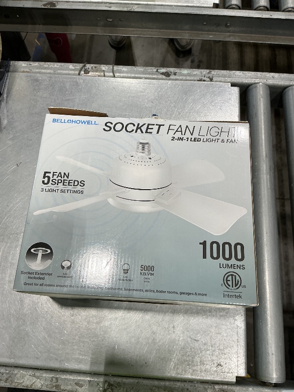 Photo 1 of [Missing remote control and manual] Bell+Howell Socket Breeze 15.4" Socket Fan Light with Remote Control