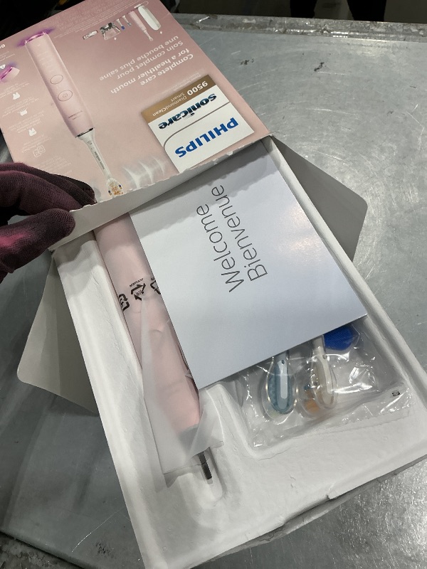 Photo 1 of [NONFUNCTIONAL] Philips Sonicare DiamondClean Smart 9500 Electric Toothbrush - Sonic Toothbrush with App, Pressure Sensor, 15 Brushing Settings, Replacement Reminder, USB Charging Travel Case, Pink, Model HX9923/21
