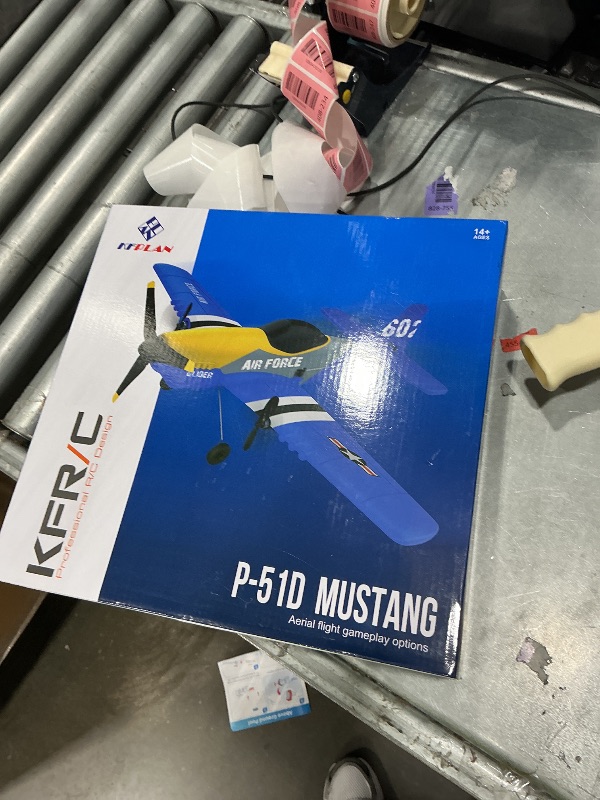 View 2 of [MISSING CHARGING CABLE] Beffkkip P-51D 3-Channel RC Plane with 2 Batteries, Blue