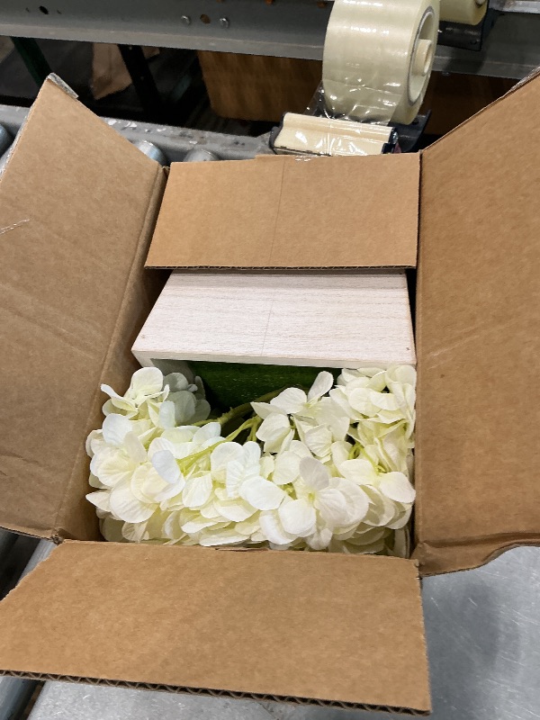 Photo 1 of 10" Artificial Hydrangea Flower in Planter for Table Centerpiece(White)