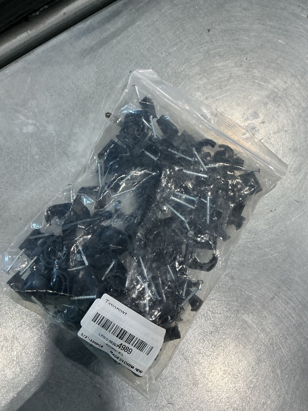 Photo 1 of 100 PCS 1/2" Half Clamps J-Hook with Nails for PEX, Copper, CPVC Tubing/Pipe Support, Heavy Duty Pipe Support Clamps, Durable Black J-Hooks for Secure Installation by Tavonuxt