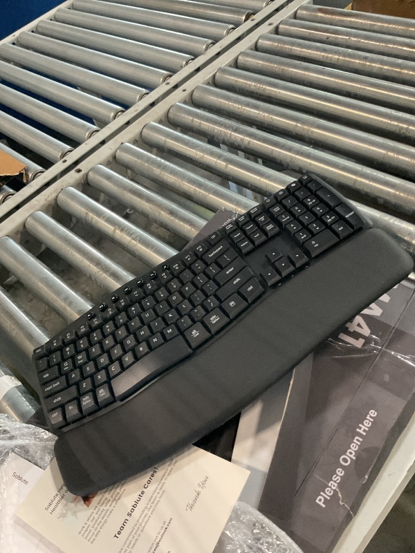 Photo 1 of *** MISSING MOUSE**Wireless Keyboard and Mouse Combo, SABLUTE MA41 30dB Quiet Ergonomic Wave Keyboard Set with Soft Leather Palm Rest, Dual-System Switch for Windows/Mac, Ideal for Business Teams Home Office