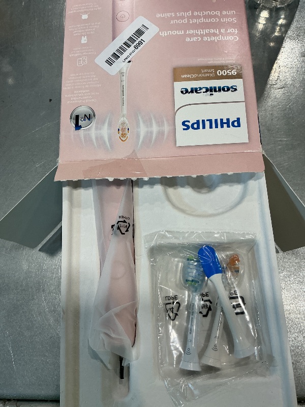 Photo 1 of ** MAKES RATTLE SOUND WHEN ON ** Philips Sonicare DiamondClean Smart 9500 Electric Toothbrush - Sonic Toothbrush with App, Pressure Sensor, 15 Brushing Settings, Replacement Reminder, USB Charging Travel Case, Pink, Model HX9923/21