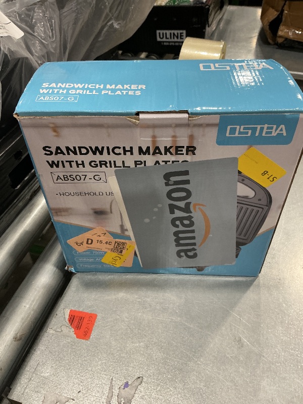 Photo 1 of [See Clerk Notes] OSTBA Sandwich Maker & Panini Press, 2 Slice Grilled Cheese Maker with Non-stick Grill Plates, Indicator Lights, Cool Touch Handle, Easy to Clean and Store, 750W