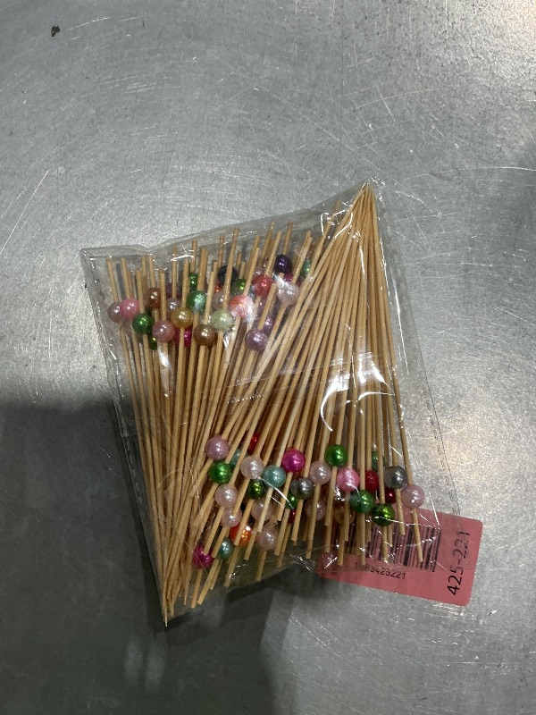 Photo 1 of 100 Pcs 4.7" Pearl Cocktail Picks, Long Fancy Toothpicks Appetizer Skewers