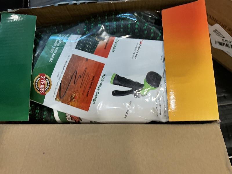 Photo 1 of ***Missing nozzle***Flexi Hose with 8 Function Nozzle, 50FT - Lightweight Expandable Garden Hose, No-Kink Flexibility, 3/4 Inch Solid Brass Fittings and Double Latex Core - Black and Green