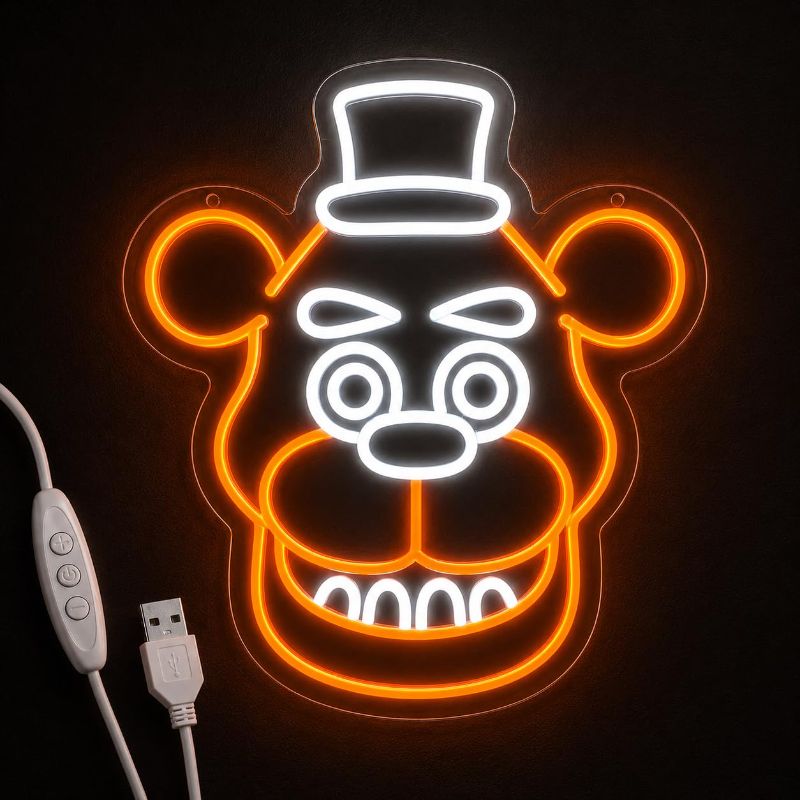 Photo 1 of *See Clerk Notes*Bear Neon Sign for Game Room Decor, Orange LED Neon Light for Wall, USB Powered Gaming Wall Decor for Bedroom, Bar, Dorm, Kids Room, Gamer Gift for Birthday Christmas