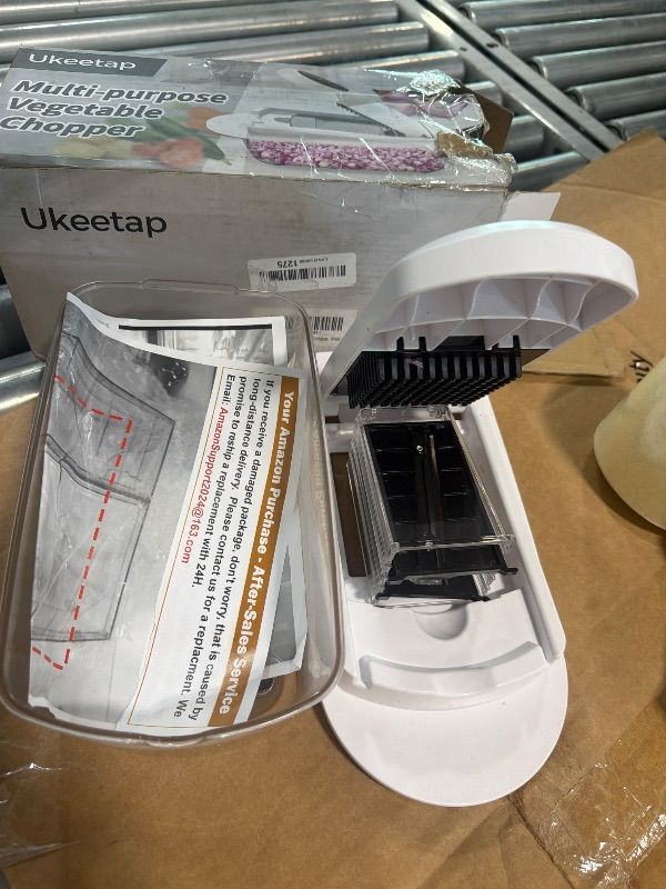 Photo 1 of [HEAVILY USED] 8 Blade All-in-1 Vegetable Chopper Mandoline Slicer with Container, Food Chopper, Onion Chopper, Veggie Cutter for Salad, Kitchen Gadgets Accessories Essentials, White