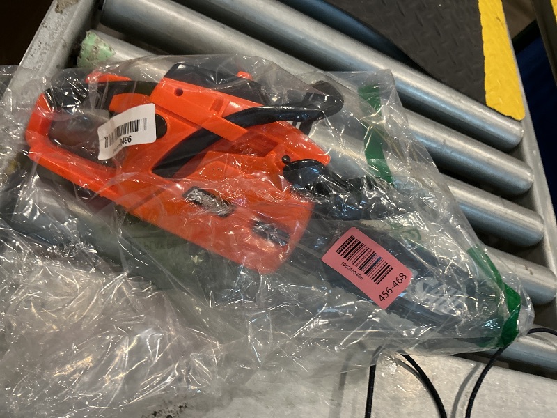 Photo 1 of [See Clerk Notes] HEY! PLAY! Toy Chainsaw - Fake Outdoor Power Tool for Pretend Play - Battery-Powered with Pull Cord, Rotating Chain, and Realistic Sounds (Orange)