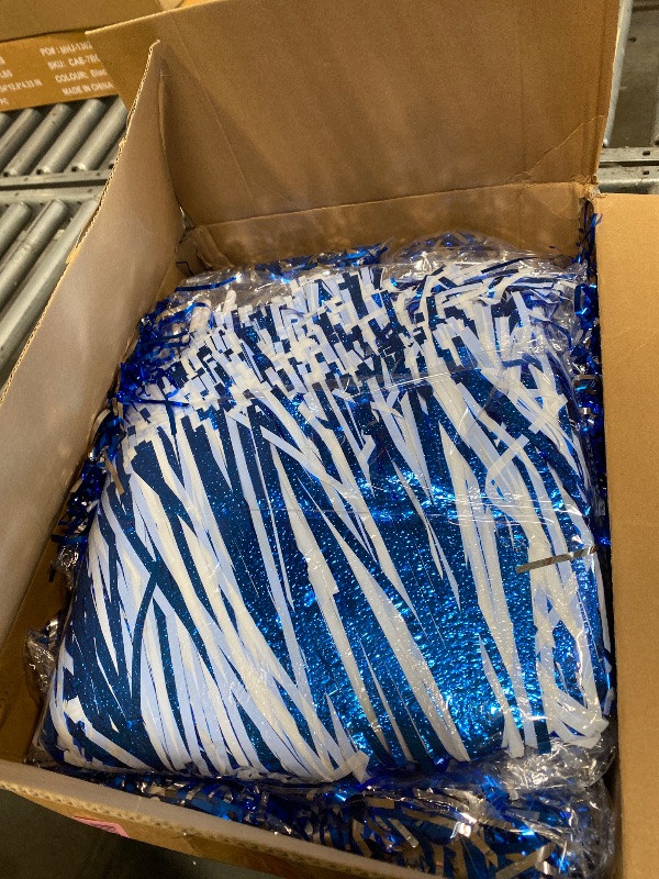 Photo 1 of 100 Pack Cheerleading Pom Pom Bulk Football Game Cheerleader Pompoms Plastic Cheering Hand Flowers with Handle for Sports Dance Match Team Cheerleading Squad(Blue and Silver)