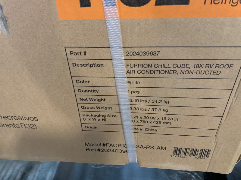Photo 1 of ***FACTORY SEALED*** Furrion Chill Cube 18K RV Air Conditioner - White
