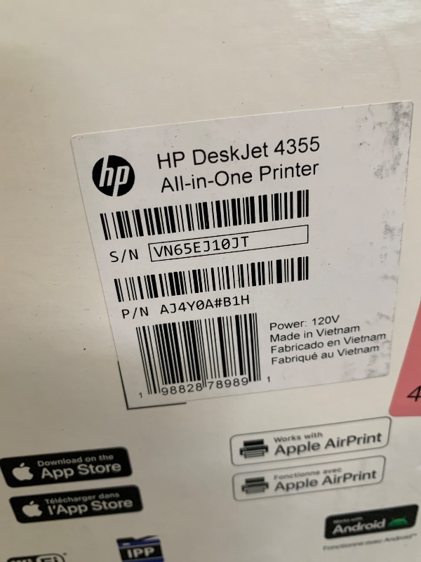 Photo 1 of ***FACTORY SEALED*** HP DeskJet 4355 Wireless All-in-One Inkjet Printer