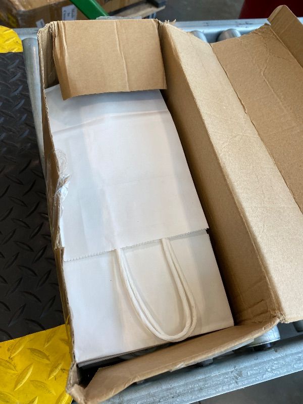 Photo 1 of [ NOT THE FULL 100 COUNT] BAG BOX 100 Pack 5.9x3.1x8.25 Inch White Gift Bags with Handles,Bulk Kraft Paper Bags for Shopping, Retail, Merchandise, Wedding, Party Favors, Paper Grocery Sacks