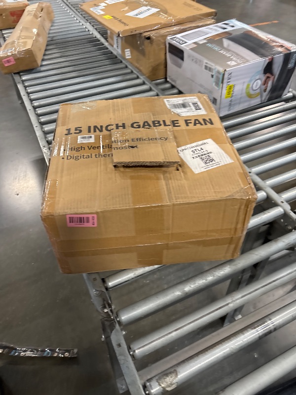 View 3 of ***BROKEN, SOLD FOR PARTS*** 15" Attic Exhaust Fan with Thermostat - 1300CFM Gable Vent Fan with Thermostat Covers 1850 Sq.ft, Plug-and-Play Gable Attic Fans with 20FT Power Cord & 60Hz Motor Low Noise for Home Garage Shed