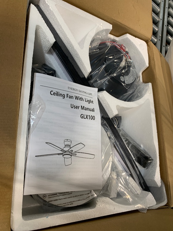 Photo 1 of [MISSING PARTS] Ohniyou Ceiling Fans with Lights, 52'' Low Profile Ceiling Fan with Light and Remote/APP Control, Modern Flush Mount Ceiling Fan for Indoor Bedroom Living Room, Dimmable, Quiet DC Motor, Black