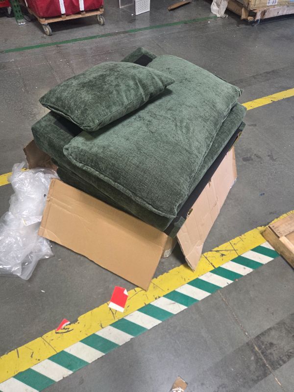 Photo 1 of *** ONE SIDE ONLY**
**MISSING PARTS**
LINSY HOME 98'' Modular Sectional Sofa 3 Seat Couch Chenille Cloud Couch with Deep Seat, U Shaped Couch with 2 Movable Ottoman for Living Room, Office, Bedroom, Green(Pillows Included)
