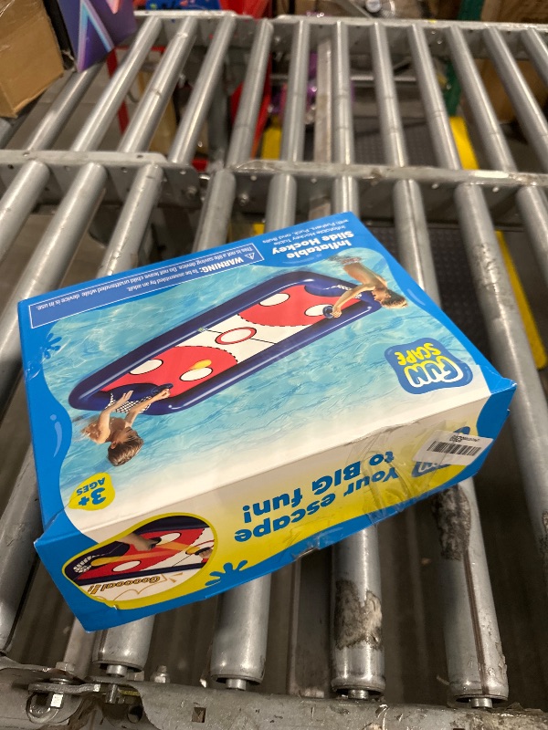 Photo 1 of [Hole in Inflatable] Funscape Kids Hockey Pool Game Toys, Big Inflatable Water Play Floating Toy