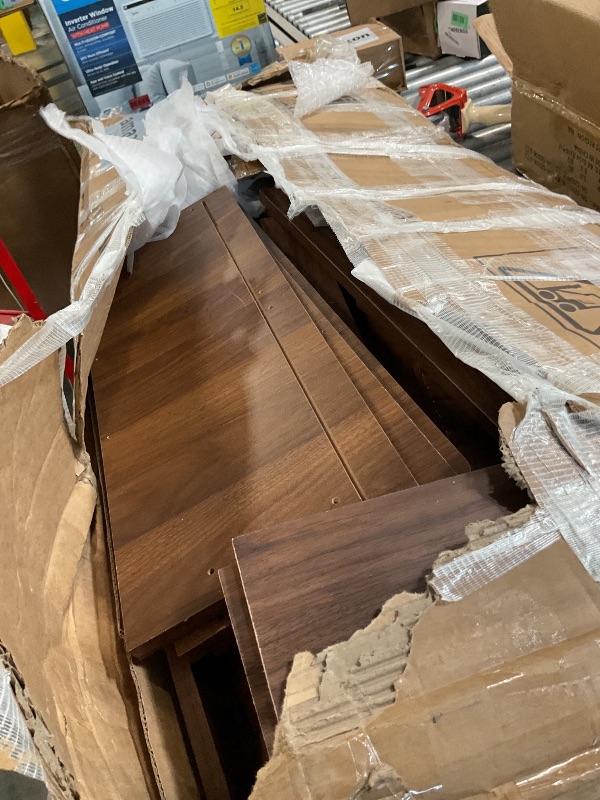 Photo 1 of *** missing hardware and instructions ** Decofy Fluted Drawers Dresser for Bedroom, Wood Dressers with Gold Handles, Modern Dressers with Wave Texture, Large Storage Chest of Drawers, Bedroom Dresser Organizer 47'' & 6 Drawers (Walnut)