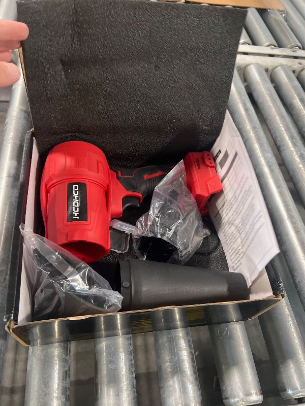 Photo 1 of ** MISSING BATTERY ** Cordless Leaf Blower Compatible with Milwaukee 18V Battery, 720 CFM 180 MPH Handheld Turbo Jet Blower with 4 Nozzles for Yard Care, Car Drying, Electric Blower (Tool Only)