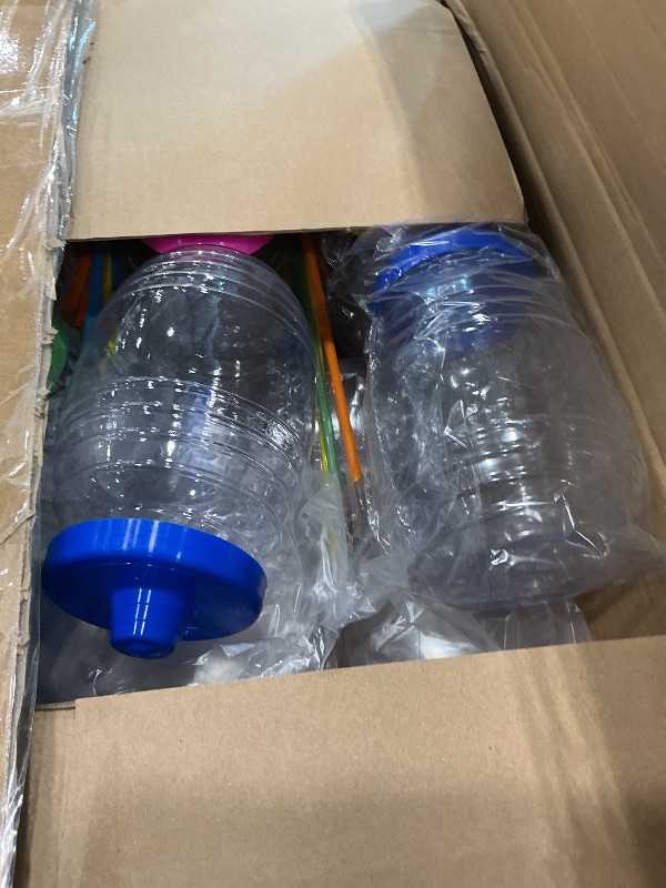 Photo 1 of [Missing Straws] Wonderjune 24 Pcs Mexican Mini Plastic Barrel 32oz Vitroleros Cups with Straw and Lid Mexican Jars in Assorted Colors for BBQ Party Fiesta Party Decorations