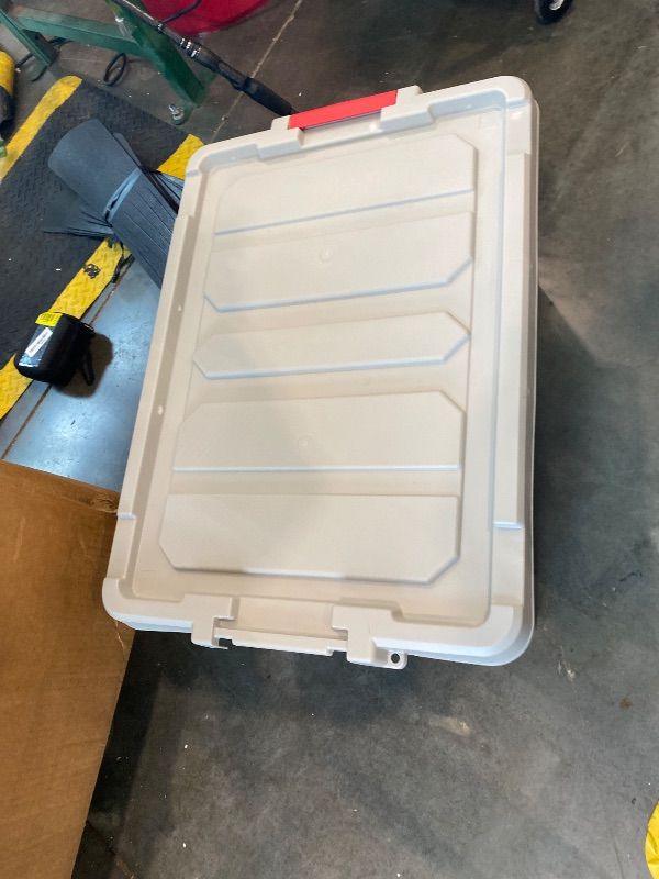 View 2 of [SEE NOTES_ONLY 1] 1 Gal Heavy Duty Lockable Storage Totes with lids, Gray