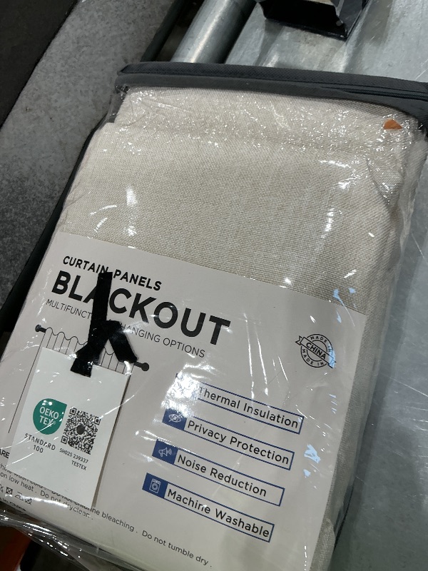Photo 1 of 100% Blackout Linen Look Curtains - Cream