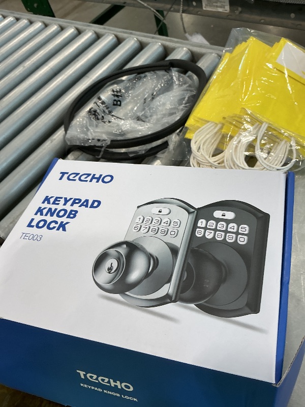 Photo 1 of [Missing keyes] TEEHO TE003 Keypad Door Knob Lock, Keyless Entry Door Handle, Satin Nickel
