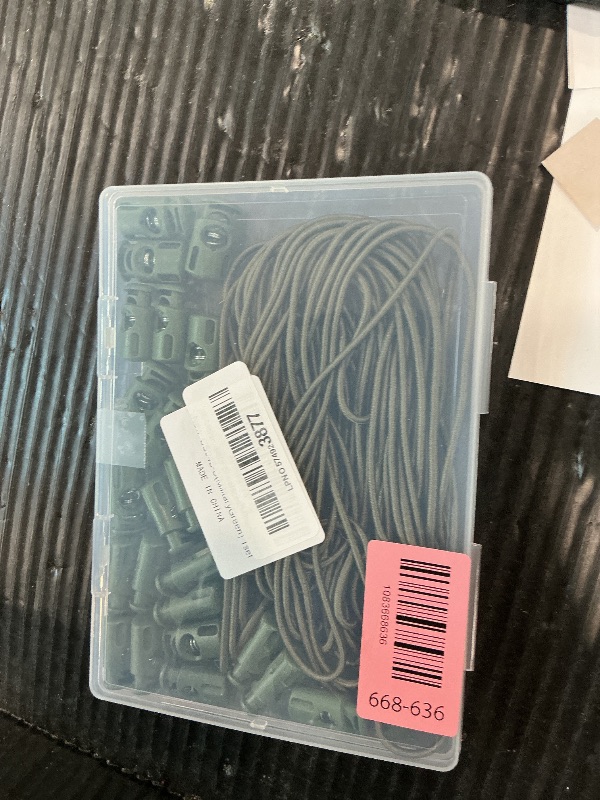 Photo 1 of 10 Meter 3mm Elastic Bungee Shock Cord Stretch String, 25pcs Plastic Cord Locks Spring Toggle Stopper for Drawstring Backpack Shoelaces(Militarygreen)