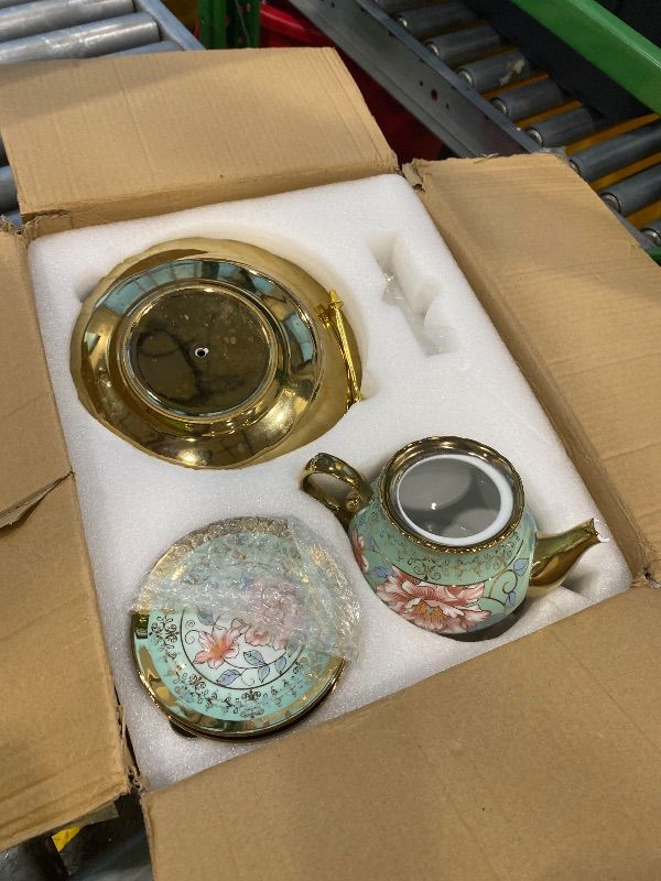 View 4 of ***DAMAGED AND MISSING ITEMS*** Maxcheck 21 Pcs Porcelain Tea Set for Women Tea Party, Fresh Style