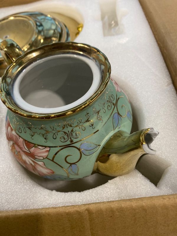 View 5 of ***DAMAGED AND MISSING ITEMS*** Maxcheck 21 Pcs Porcelain Tea Set for Women Tea Party, Fresh Style