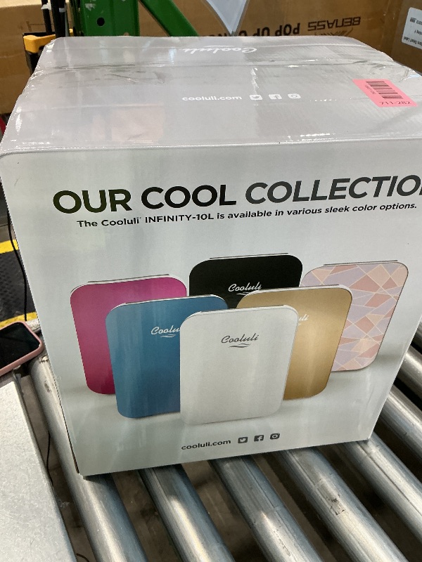 View 2 of [SOLD FOR PARTS] Cooluli 10L Mini Fridge for Bedroom - Car, Office Desk & College Dorm Room - 12v Portable Cooler & Warmer for Food, Drinks, Skincare, Beauty & Makeup - AC/DC Small Refrigerator with Glass Front, Gold