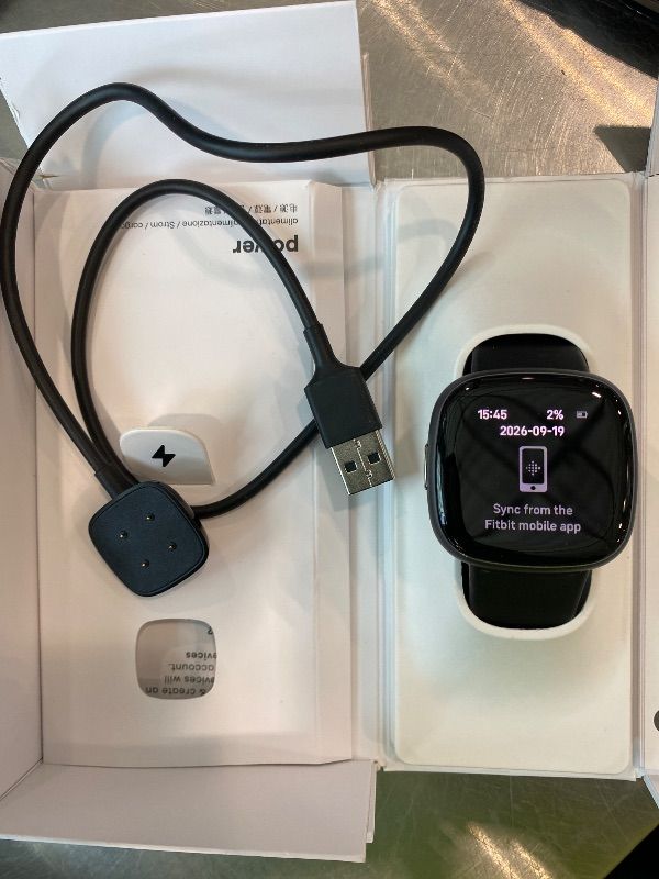 View 3 of **View Clerk Notes**Fitbit Versa 4 Smartwatch - Black/Graphite