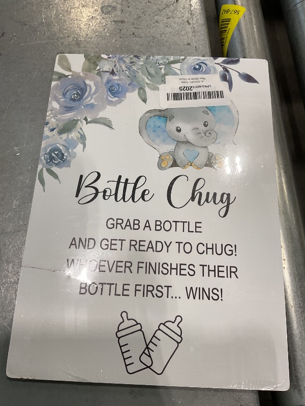 View 2 of [Back Support Broken] Muruseni Baby Shower Games Bottle Chug Sign - 8x11 Inches