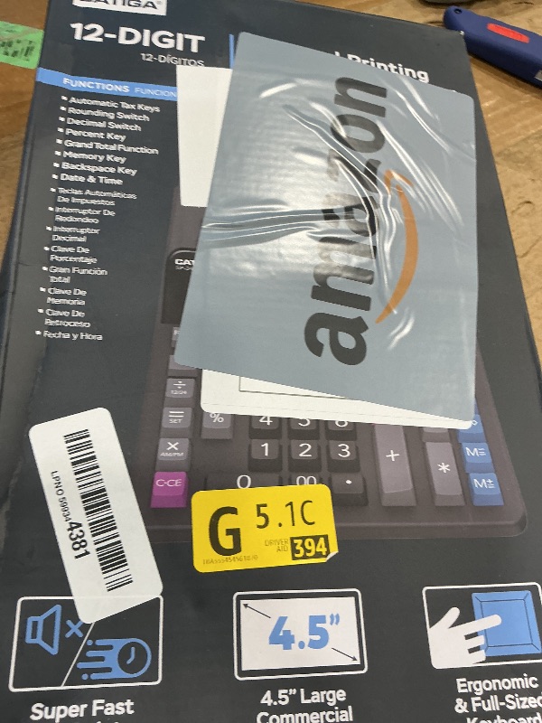 View 2 of [MISSING ADAPTER] CATIGA 12 Digit Thermal Printing Calculator with Tape Print Out, Ink-Free Adding Machine, 5X Faster Quite at 8.0 LPS, Extra Large Fluorescent Display, Tax Calculation with Clock and Calendar, SP-2401
