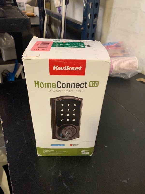 Photo 1 of Kwikset HomeConnect 918 Traditional Z-Wave Long Range Enabled Touchscreen Lock Works with Ring Alarm, Samsung SmartThings Hub Required, Sold Separately in Venetian Bronze