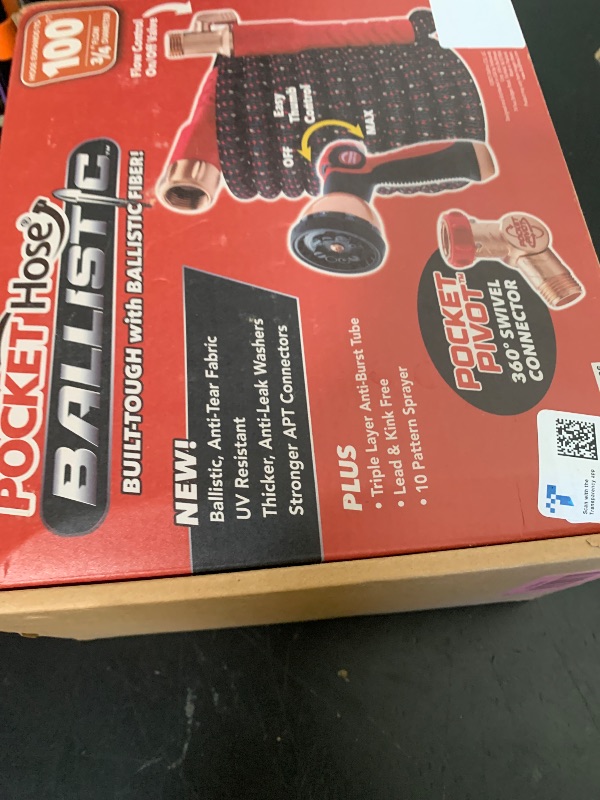 View 4 of Pocket Hose Ballistic 100 FT Expandable Garden Hose w/Pocket Pivot Swivel Connector, Anti-Burst Sleeve Reinforced with Bulletproof Fiber, Lightweight, No-Kink, Compact, UV-Protected, AS SEEN ON TV