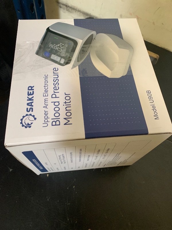 Photo 1 of Saker Blood Pressure Monitor Upper Arm, Automatic BP Monitor for Home Use, No-Wrap Auto-Fit Design, Fits 8.5"–15.7", Large Display, 4 Users with 199 Readings Each, FDA-Cleared, One-Touch (U90B)