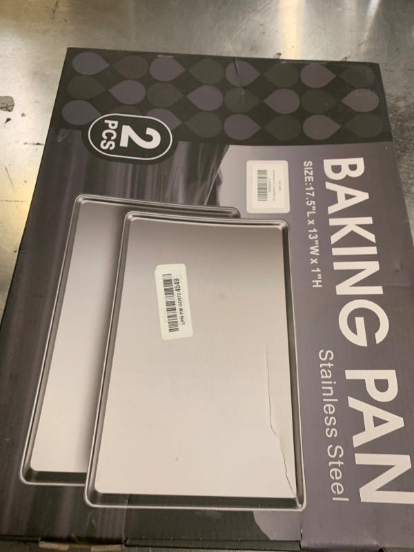 Photo 1 of Baking Sheet Set of 2PCS, 18 inch Commercial Grade Stainless Steel Baking Pan, Professional Bakeware Oven Tray, Healthy & Non-toxic, Rust Free & Mirror Finish, Easy Clean & Dishwasher Safe