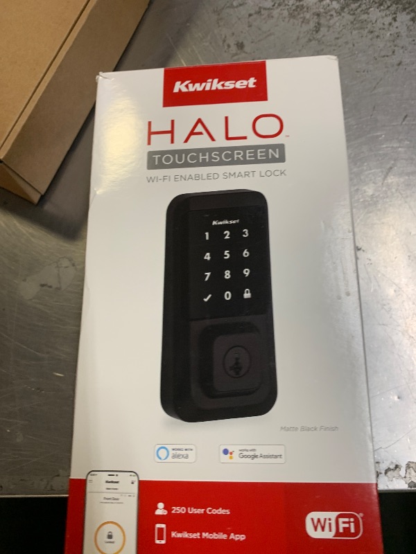Photo 1 of Kwikset Halo Wi-Fi Smart Lock, Keyless Entry Front Door Touchscreen Deadbolt, Matte Black Finish, Grade AAA Certified, UL Listed, Easy Install No Hub, App Control
