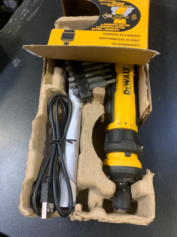 Photo 1 of DEWALT Cordless Screwdriver, 4V USB Rechargeable Electric Screwdriver with 12 pcs Screwdriver Bit Set, LED Light, FLEXDRIVE Control, Compact, Ergonomic (DWHT66719)