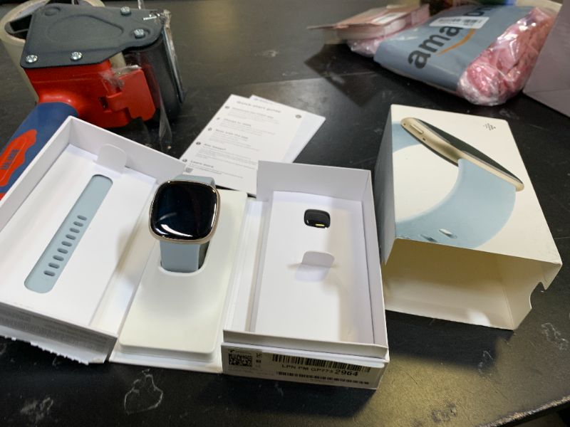 Photo 1 of Fitbit Sense 2 Advanced Health and Fitness Smartwatch with Stress and Sleep Tools - 3-Month Google Health Premium Membership Included - ECG App, SpO2, 24/7 Heart Rate, and GPS - Blue Mist/Pale Gold